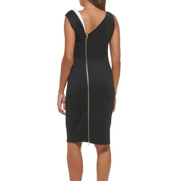 Calvin Klein CD2M153F Women's Sz 2 Black Asymmetrical Sheath Dress - Picture 16 of 16